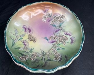 Antique Nippon Moriage Green & Purple Candy Dish