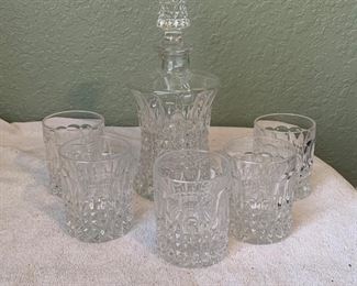 Beautiful quality heavy crystal decanter with matching Hi-Ball glasses
