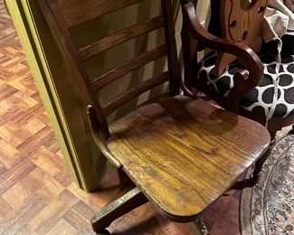 Vintage Rolling Wooden Desk Chair