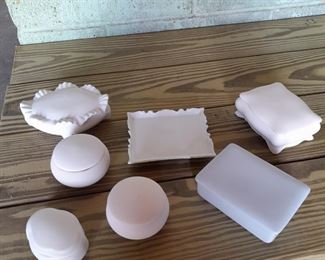 A couple of totes filled with porcelain ready to paint