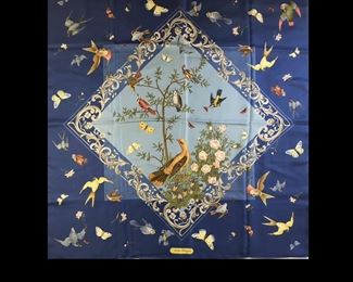 SALVATORE FERRAGAMO Silk Printed Scarf-Birds appx 34x34
