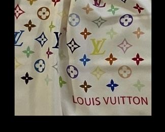 LOUIS VUITTON Takashi Murakami Multicolor Cashmere Shawl Scarf-Limited Edition appx 39x78 - RARE