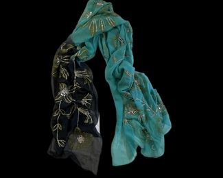 ETRO Colorful large shimmery silk shawl pareo appx 43 x 80