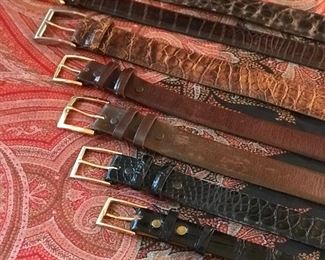 Men’s exotic belts in Louisiana Alligator, genuine Crocodile, Asian Buffalo, size 36
