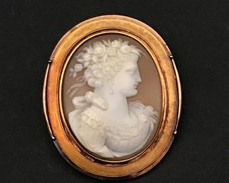 Antique gold hand carved cameo