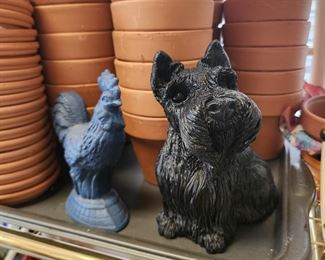 decorative scottie terrier and rooster ornament 