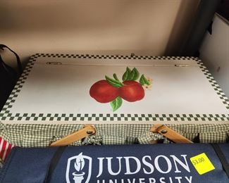 Decorative basket plus Judson University bleacher cushions