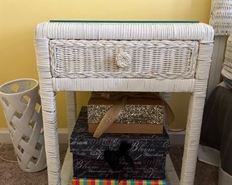 White Wicker Nightstand