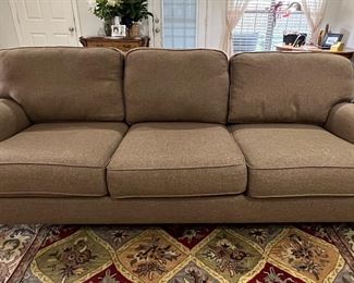 Beautiful sofa from Stacey Furniture. In excellent condition, was usually covered by a quilt. No tears, snags or stains. SIZE: 90” long, 30” tall (34” to top of cushions), 39” deep. Non smoking, no pets in home.