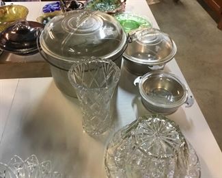 Glassware and Guardian ware pots with lids 