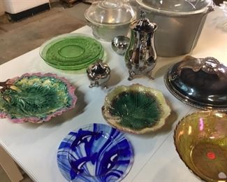 Plates, dishes, silverplate 