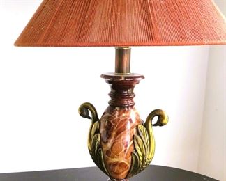 Marble and brass swan lamp