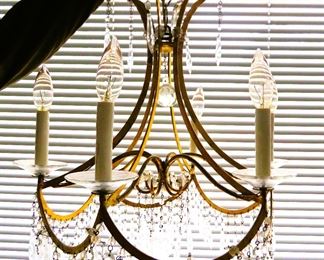 Swag crystal and brass chandilier