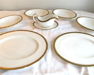 Tuscan Gold and black rim bone china dinnerware