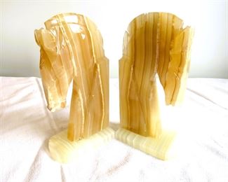 Agate Trojan horse bookends