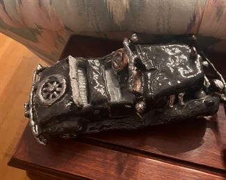 Ceramic cars Russell Sheremer 1957 Studebaker hawk 1948 black jaguar, black Mercedes. 