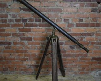 Brass Telescope on Surveying Tripod