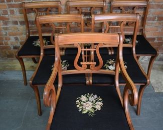 Set of 6 Beautiful Needlepoint Dining Chairs