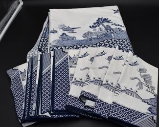Blue Willow Tablecloth and Napkins