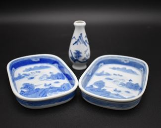 Blue and White Transfer ware dresser set