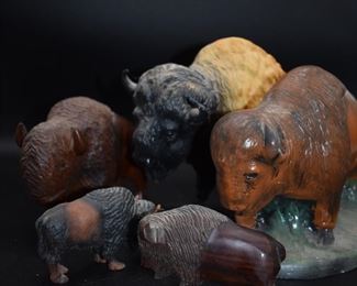 Buffalo Figures some hand carved