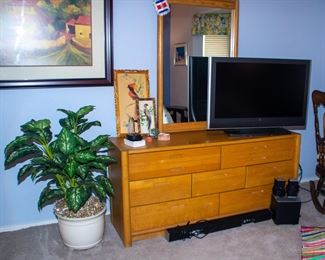 Dresser with mirror, TV, sound bar