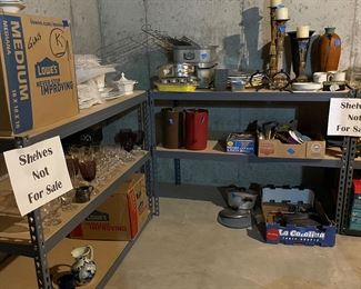 Basement - dishes, kitchen utensils, and decor 