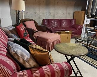 Couch, Lovseat, glass coffee table 