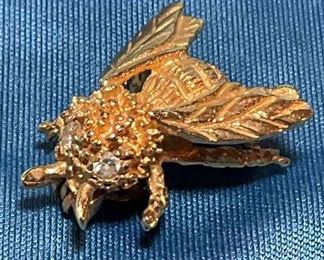 14k Gold And Diamond Bee Pin