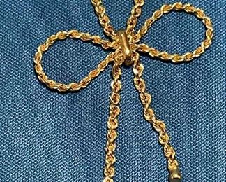 14k Gold Tied Bow Necklace