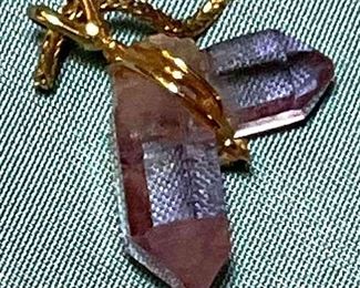 14k Gold Italian Necklace With Amethyst Pendant