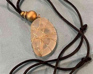 Adjustable Wrapped Glass Pendant Necklace