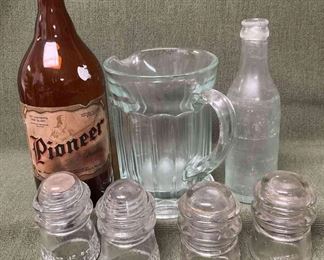 Insulators, Old Bottles Glass Pitcher