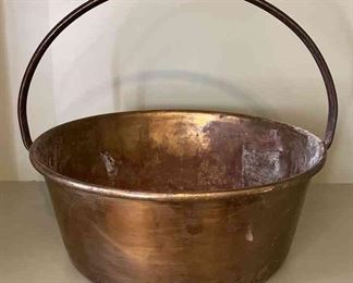 Large Copper Pot With a Riveted Handle