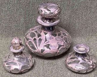 Sterling Silver Overlay Perfume Bottles