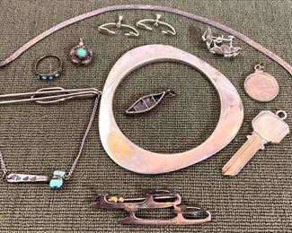 Sterling, Mother of Pearl, Turquoise and Other Pieces