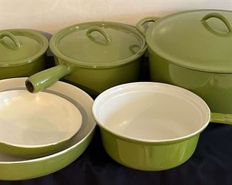 Vintage Olive Green Descoware Belgium Cookware
