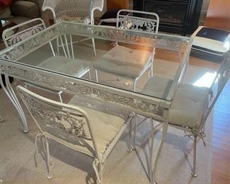 Wrought Iron Glass Patio Set With Side Table-Mercer Island Furniture With Burien Pick-up Auction