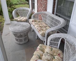 Wicker chairs and loveseat