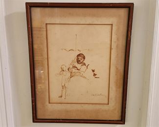 Early Clark Walker Nurse and Child Sketch 8x10