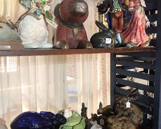 Rabbits large collections, metal, glass, wood, porcelain, ceramic, 