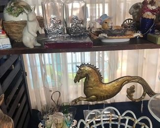 More Rabbits including lots of "Arthur Court Bunnies" decanters, frames, and many other items in that line. Mid Century Modern cordial set, pottery basket