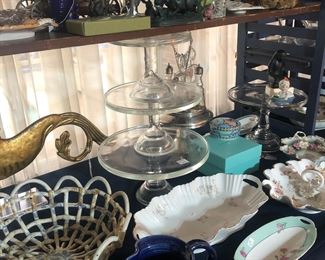 Martha Stewart set of three cake stands and many vintage cake stands.