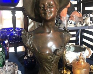 French Art Nouveau Bronze on marble base