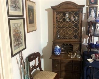 Secretary desk, Metal Cattails, prints