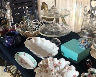 Tiffany porcelain box and Victorian Silver plated castor set