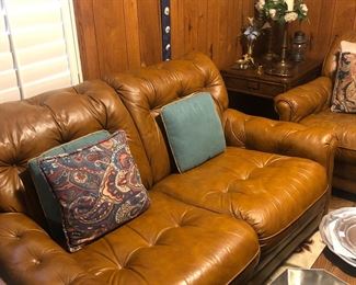 Leather love seat