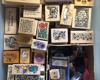 Stampers of all shapes and sizes, plus stencils.  All mostly unused.  Over 75 to choose from 