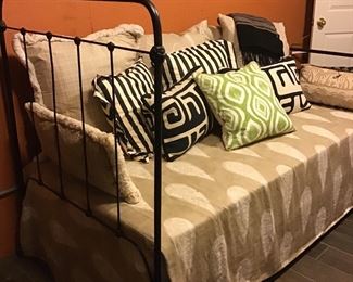 Antique twin/ day bed with custom core and custom pillows