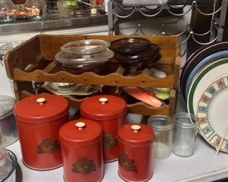 Red metal canister set